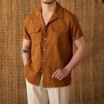 Men's Short-sleeved Summer Cotton And Linen Cuban Collar Shirt