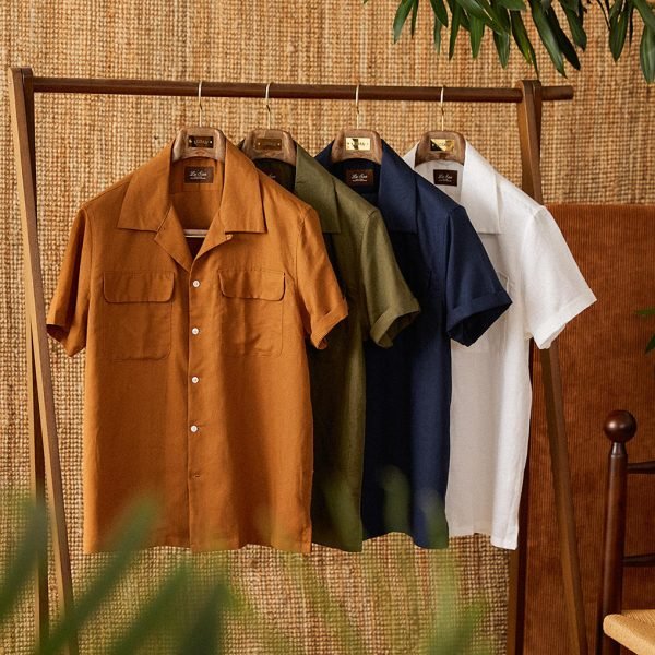 Men's Short-sleeved Summer Cotton And Linen Cuban Collar Shirt