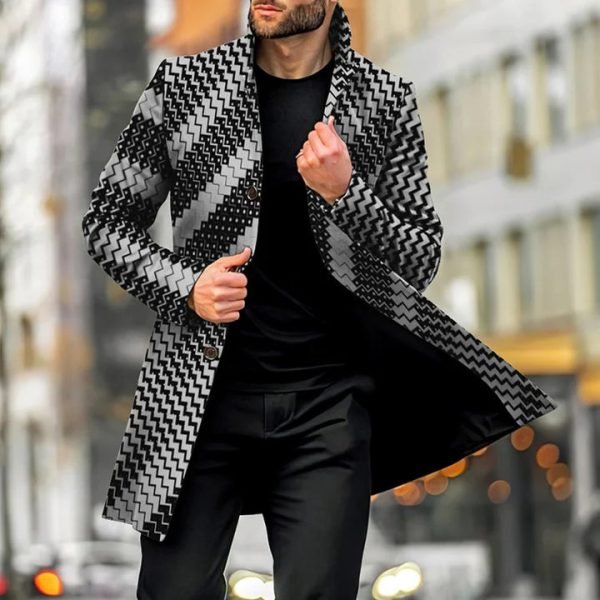 Men's Casual Woolen Mid-length Coat