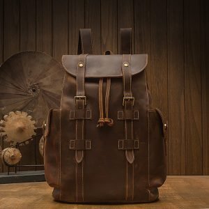 Retro Crazy Horse Leather Men's Backpack Casual Bag