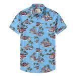 Lapel Print Thin Hawaiian Printed Shirt Men