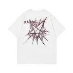 Men's And Women's Fashion Retro Spider Cobweb Printing Short Sleeve T-shirt Top