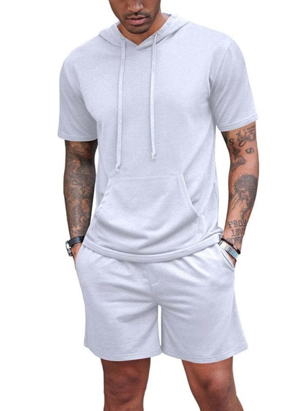 Men's Summer New Hooded T-shirt Sports Shorts Suit