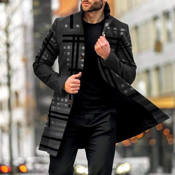 Men's Casual Woolen Mid-length Coat