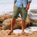 Men's Casual Vacation Beach Hawaiian Cotton Linen Multi-pocket Workwear Shorts