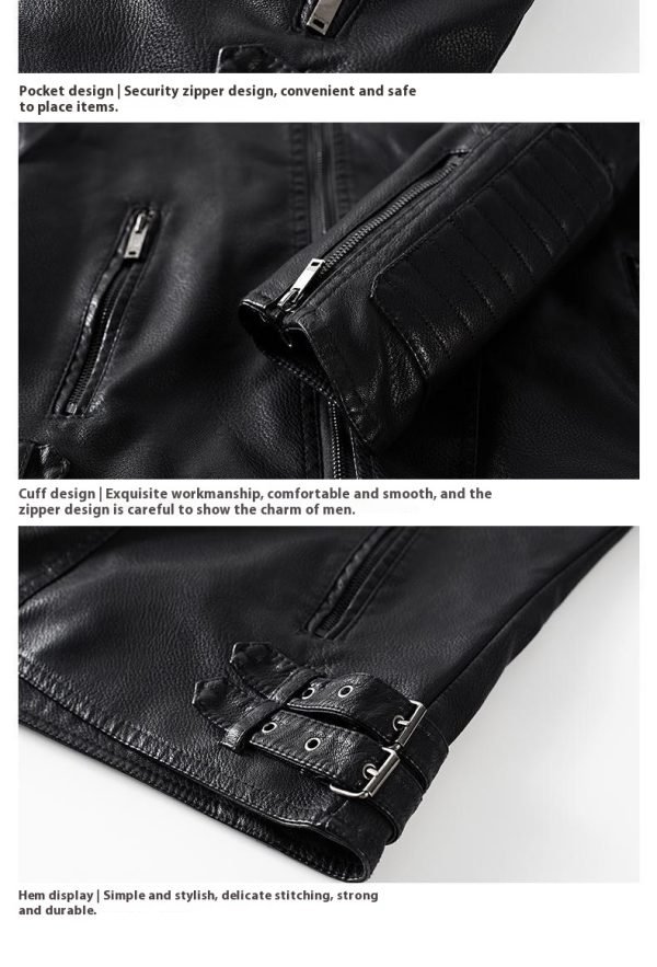 Trendy Leather Jacket Men's Fleece-lined PU Jacket